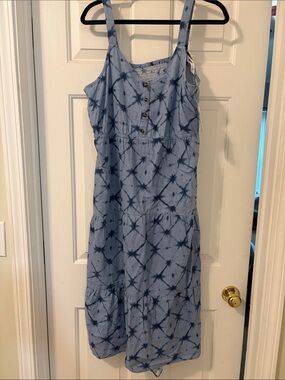 Sonoma Blue Tie-Dye Button-Front Tiered Sundress